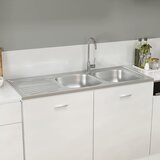  Kuhinjski sudoper s dva korita srebrni 1200x500x155 mm čelični | shoptok.hr