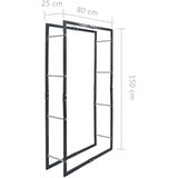  Stalak za drva za ogrjev crni 80 x 25 x 150 cm čelični | Eponuda.com