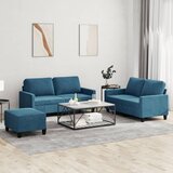vidaXL Sedežna garnitura 3-delna z blazinami moder žamet | Shoptok.si