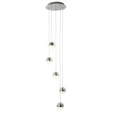 Searchlight Marbles Integrirana LED viseča svetilka s 5 spiralnimi lučmi, kromirana, zdrobljeno ledeno steklo, (22101172) | Shoptok.si