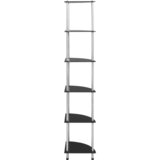 Police sa 6 razina crne 30 x 30 x 160 cm od kaljenog stakla | shoptok.hr