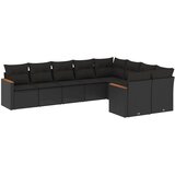  9-dijelni set vrtnih sofa s jastucima crni od poliratana Crna 62 x 62 x 69 cm | Shoptok.si