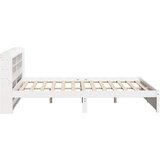 vidaXL Posteljni okvir z vzglavjem bel 150x200 cm trdna borovina | Shoptok.si