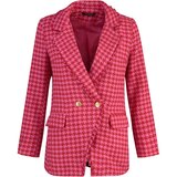 Trendyol Fuchsia Tweed Regular Lined Double Breasted Closed Woven Crowbar Blazer Jacket | shoptok.hr