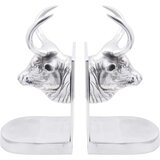 vidaXL držači za knjige u obliku bika Set od 2 Srebrna Aluminij | shoptok.hr
