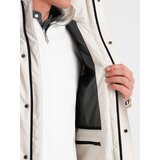 Ombre Men's winter jacket with detachable hood and cargo pockets - cream | ePonuda.com
