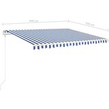 vidaXL tenda na ručno uvlačenje sa stupovima 4 x 3,5 m plavo-bijela | shoptok.hr