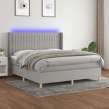  Krevet box spring s madracem LED svjetlosivi 160x200 cm tkanina Cijene