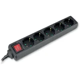 petostruki produžni kabl 16A 250V ~3500W sa sklopkom, crna H05VV-F 3G1,5/3