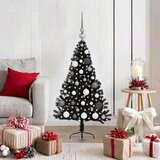 vidaXL Umjetna preddekorirana božićna jelka Črna 120 cm PVC | Shoptok.si