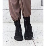 Gemre Azzurra black women's insulated ankle boots with a zipper and thick sole made of eco-suede | shoptok.hr