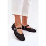 Boto Embellished Women's Ballerinas With Strap And Buckle Black Avirae | Shoptok.si
