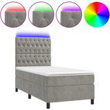 Maison Chic Box spring postelja - Vzmetna postelja z vzmetnico LED svetlo siva 90x190cm žamet SL3306, (21900081) Cene