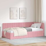 vidaXL Kutni okvir kreveta s uzglavljem Ružičasta 90 x 190 cm Baršun Cijene