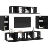 vidaXL TV Kabinet za Zid s pohranom s vratima 6 pcs Crni hrast Konstruirano drvo | shoptok.hr