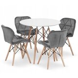 BOLZZ TORINO OKRUGLI STO 80 cm WHITE + FERRA trpezarijske stolice set 4 kom Velvet siva BOLTORTBLWHIT + KJC208 GRAY | ePonuda.com