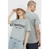 Converse Bombažna kratka majica siva barva