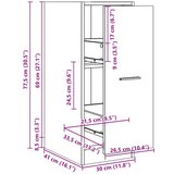 vidaXL Ormarić za lijekove boja smeđeg hrasta 30x41x77,5 cm drveni | shoptok.hr