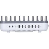Manhattan Charging Station, 10x Ports: 3x USB-C (up to 18W PD) and 7x USB-A (up to 12W), 120W Total Output, White/Grey, Three Year Warranty, Box | shoptok.hr