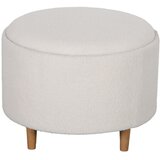 Nesta Okrogel oblazinjen tabure Ø56×42 cm, bel, s shrambo in dvižnim pokrovom, lesene noge, za dnevno sobo in spalnico, (5000493419) | Shoptok.si