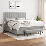 The Living Store Box spring postelja z vzmetnico svetlo siva 160x200 cm žamet - Box Spring Postelja, (21491358) Cene