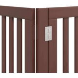 vidaXL Ograda za pse z vrati zložljiva 9 panelov rjava 450 cm les | Shoptok.si