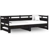  Izvlečna dnevna postelja črna trdna borovina 2x(80x200) cm, (20727114) | Shoptok.si