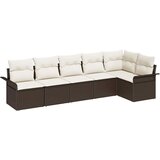  Sjedeća garnitura za vrt 6 kom. Smeđa poliratan 297,5 x 132,5 x 85 cm | Shoptok.si