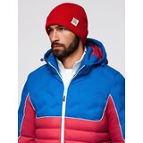 Ombre Men's quilted jacket with detachable hood - blue and red | ePonuda.com