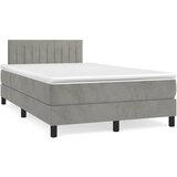 vidaXL Box spring postelja z vzmetnico svetlo siva 120x190 cm žamet Cene