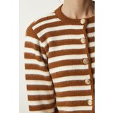  Women's Tile Metal Button Detailed Striped Knitwear Cardigan | Shoptok.si