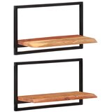  Zidne police 2 kom 60 x 25 x 35 cm masivni bagrem i čelik | shoptok.hr