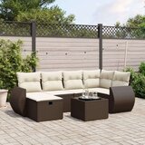 vidaXL 7-dijelni set vrtnih sofa od poliratana s jastucima smeđi | shoptok.hr