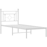 Metalni okvir za krevet s uzglavljem bijeli 75x190 cm | shoptok.hr