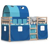 vidaXL Krevet na kat sa zavjesama plavi 90 x 200 cm od borovine | shoptok.hr
