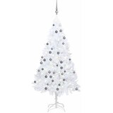 Umjetno osvijetljeno božićno drvce i kuglice bijelo 150 cm PVC | shoptok.hr