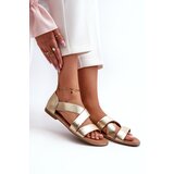 EVENTO Leather Sandals with Elastic Gold Apulia | Shoptok.si
