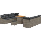  Set od 11 komada vrtnih kauča s jastucima Sivi Poli Ratan Akacija | shoptok.hr