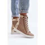 Zazoo 3081 Women's Leather Wedge Sneakers Beige Cijene