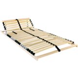 vidaXL Lamelni podstavek z vzglavjem Rjava 80 x 190 cm Les in kovina | Shoptok.si