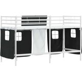  Krevet na kat za djecu s zavjesama Bijela i crna 75 x 190 cm | shoptok.hr