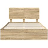  Krevetna konstrukcija s ladicama Sonoma hrast 150 x 200 cm Smeđa 206 x 153 x 100 cm | Shoptok.si