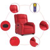  Masažni naslonjač na podizanje od umjetne kože crveni | shoptok.hr