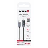 Swissten kabel LED indikator, USB-C/Lightning 1,5 m, 30W, tekstilni crni | shoptok.hr
