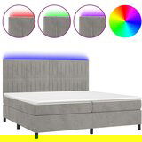  Box spring postelja z vzmetnico LED svetlo siva 200x200cm žamet, (20761261) | Shoptok.si