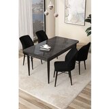 Hanah home arp - black marble, black black marbleblack dining table & chairs set (5 pieces) | ePonuda.com