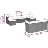  10-dijelni set vrtnih sofa poliratan s jastucima svijetlosivi | shoptok.hr
