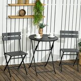 Outsunny 3delni vrtni set z 2 zložljivima stoloma in mizo iz jekla in HDPE za balkon in teraso, temno siva, (20754270) Cene