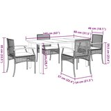  5-dijelni vrtni blagovaonski set s jastucima od poliratana crni Crna Dužina stola 160 cm | shoptok.hr