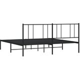  Metalni okvir krevet bez madraca s podnožjem crni 180x200 cm | shoptok.hr